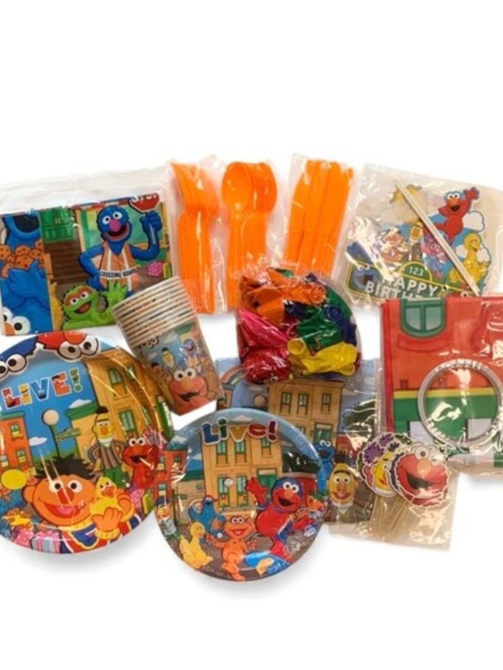 New Sesame Street Bert Ernie Big Bird Grover Grouch Elmo Birthday Party Set